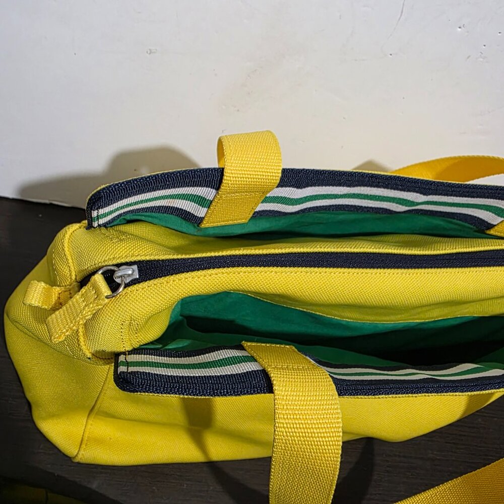 Lacoste Yellow Canvas Handbag Handle Satchel Logo - Picture 6 of 12